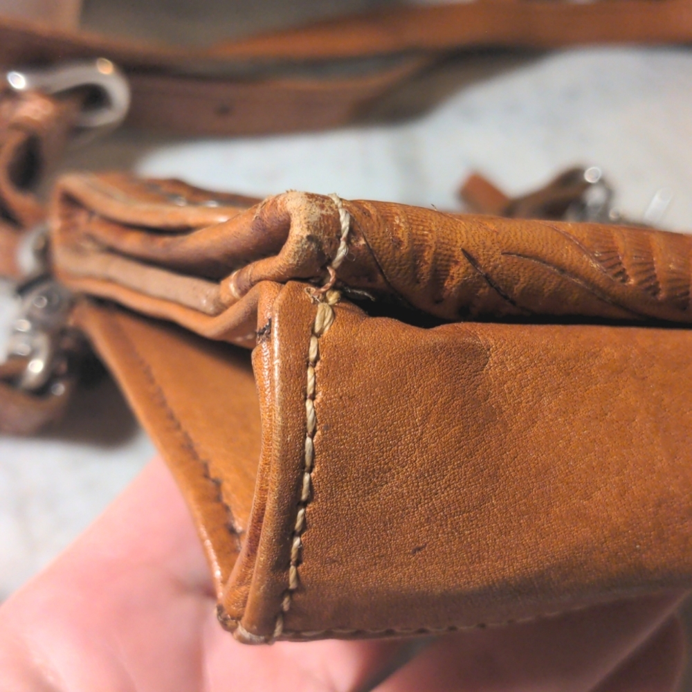 Western Style Crossbody Bag with Embossed Design and Long Strap - Picture 11 of 12